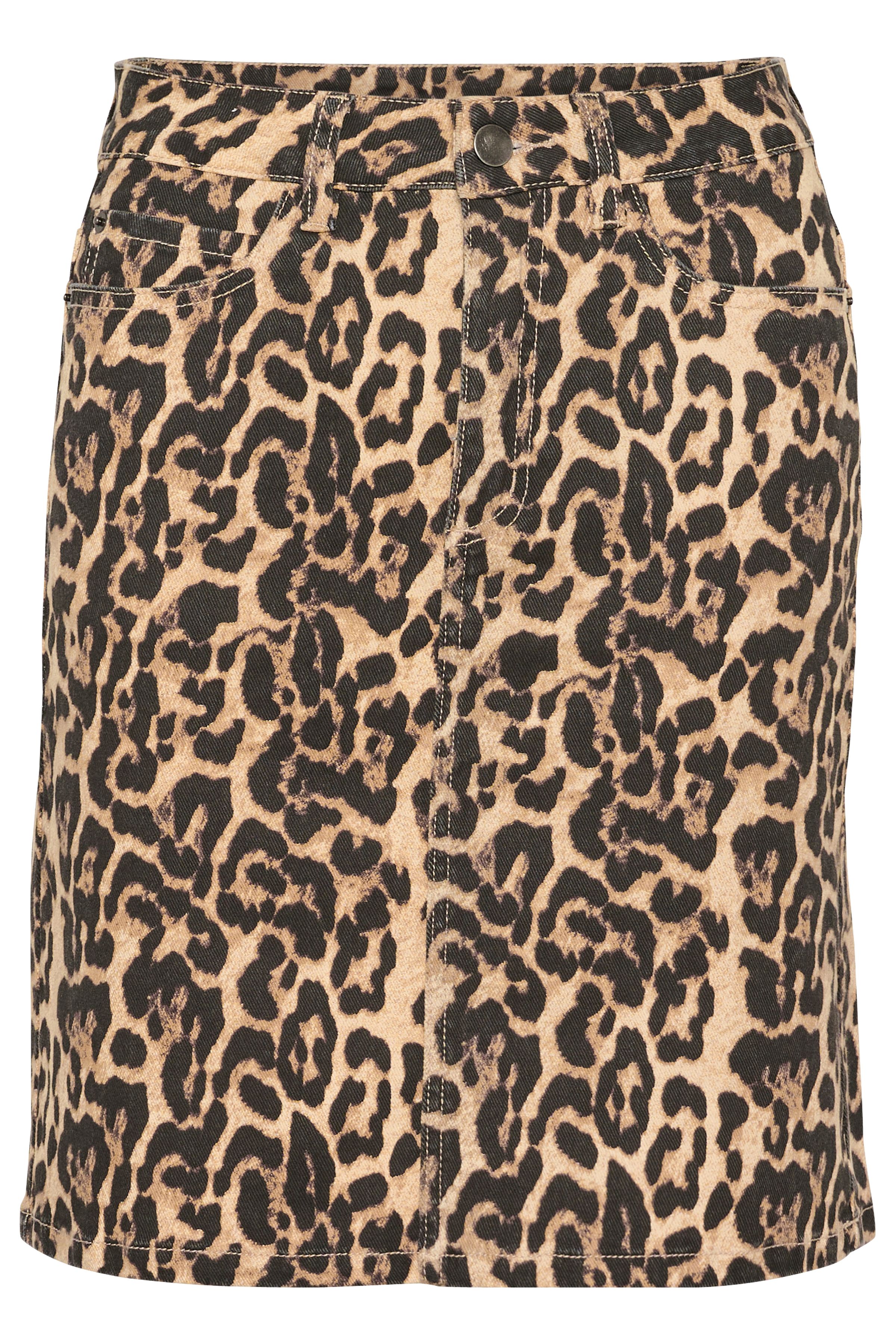 Kaffe KAleonora Leopard Print Denim Skirt