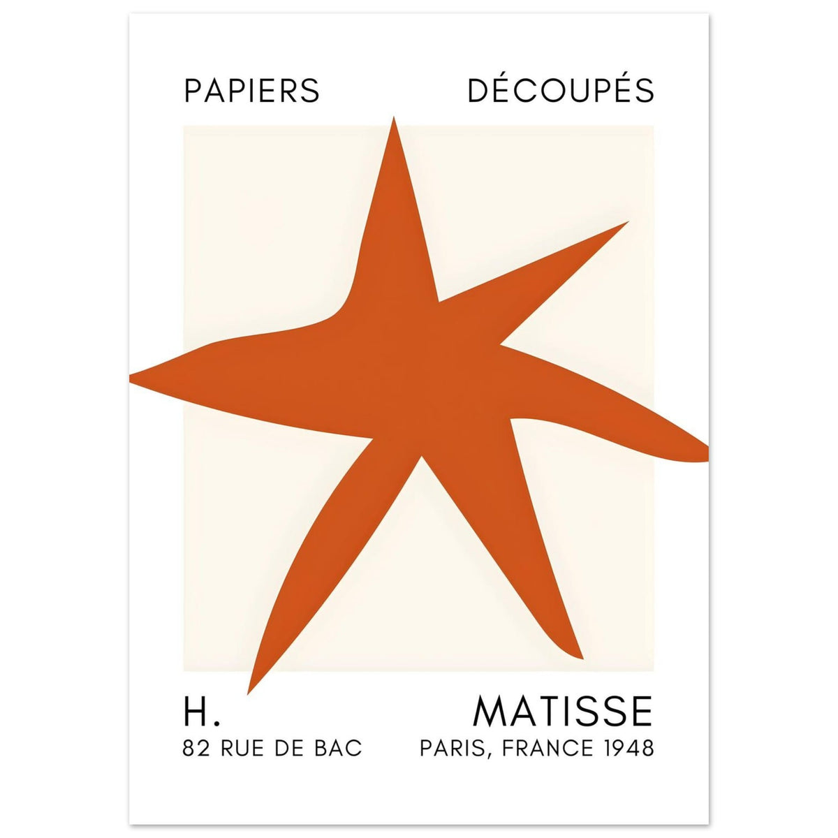 Artfulprints Poster Matisse – Star of the sea orange  - 50x70 cm - Oranje