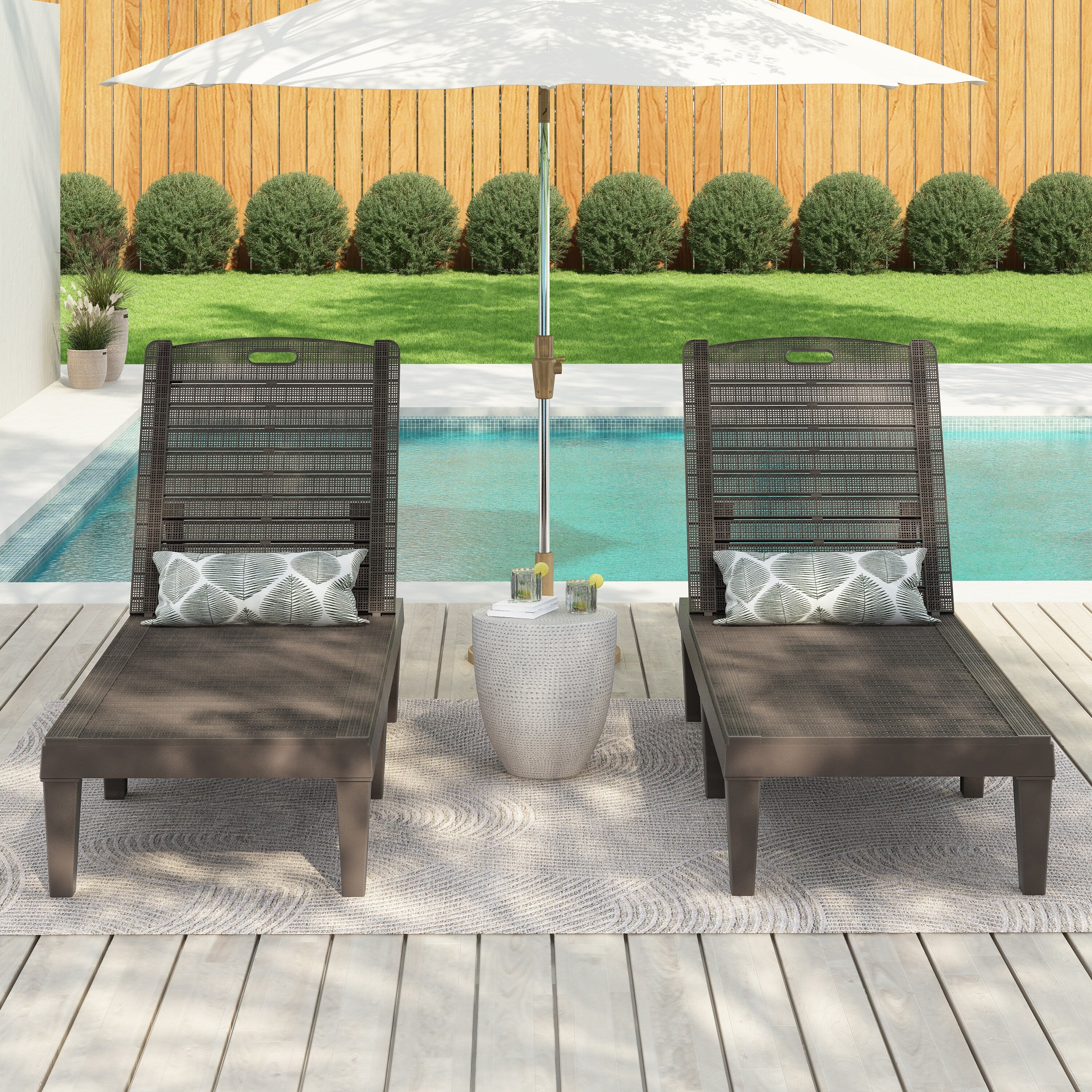 2-Piece Adjustable Outdoor Chaise Lounge Set with Ergonomic Backrest by Harper&Bright Designs