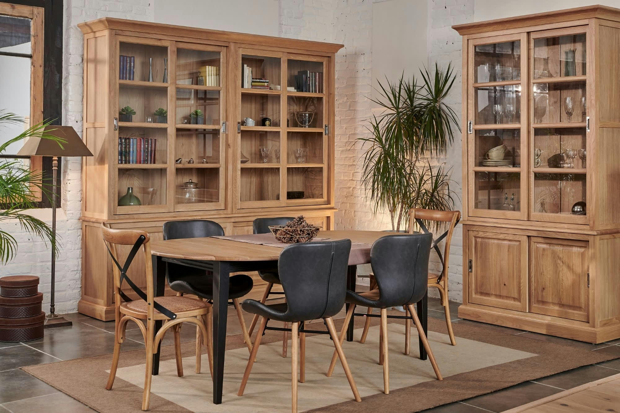 VICTORIA - Table ronde bois D115 cm avec 1 allonge et Pieds fuseau