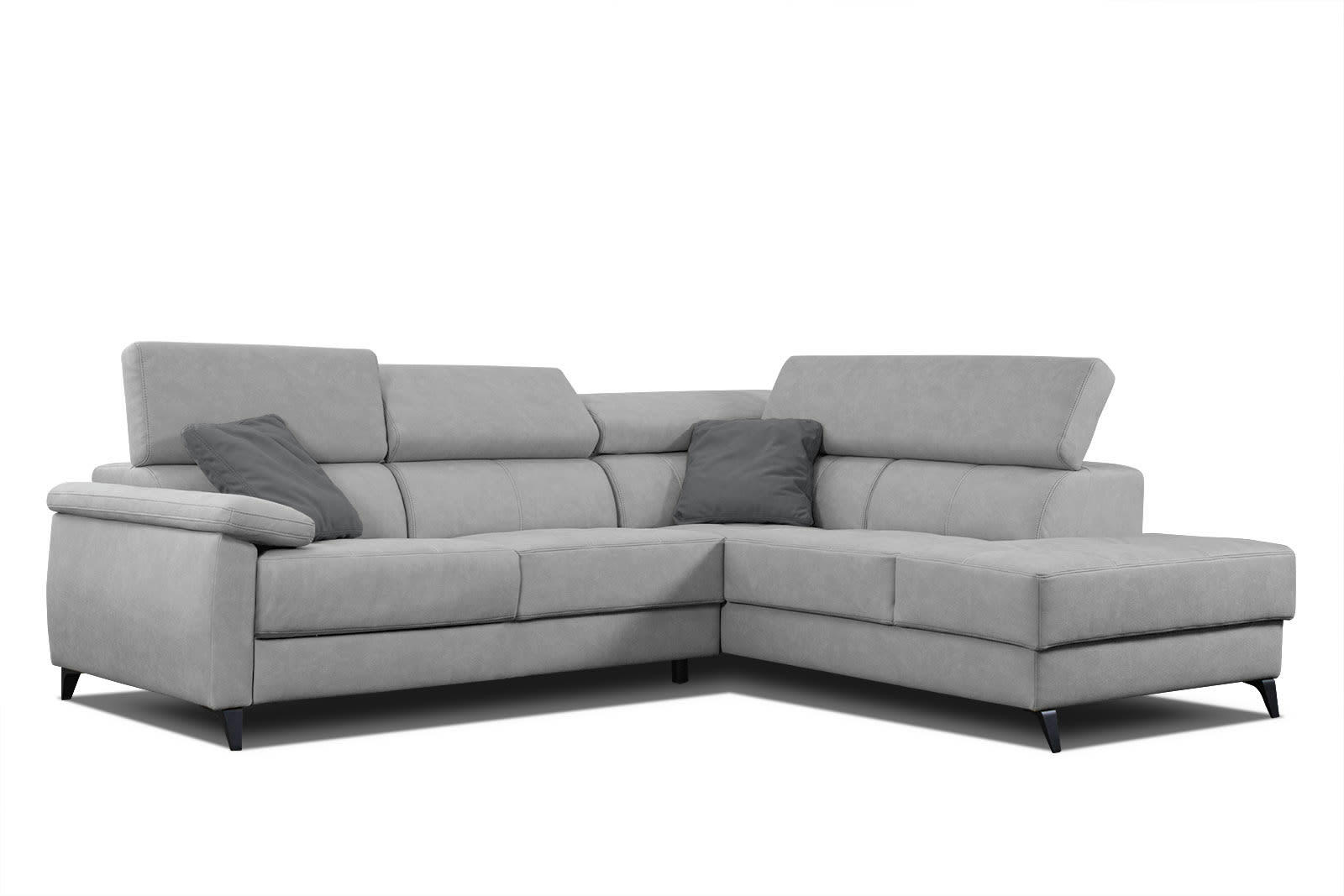 TAUNUS - Canapé d'angle droit 5 places gris clair