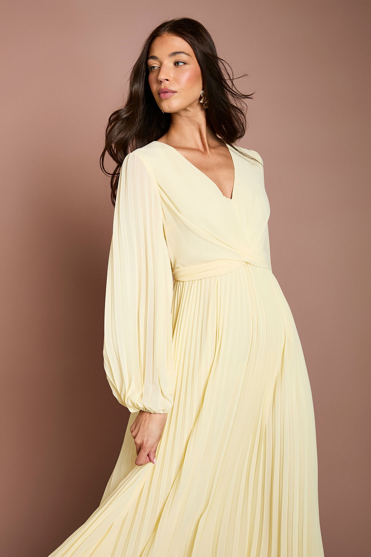Coast Pleated Wrap Front Dress