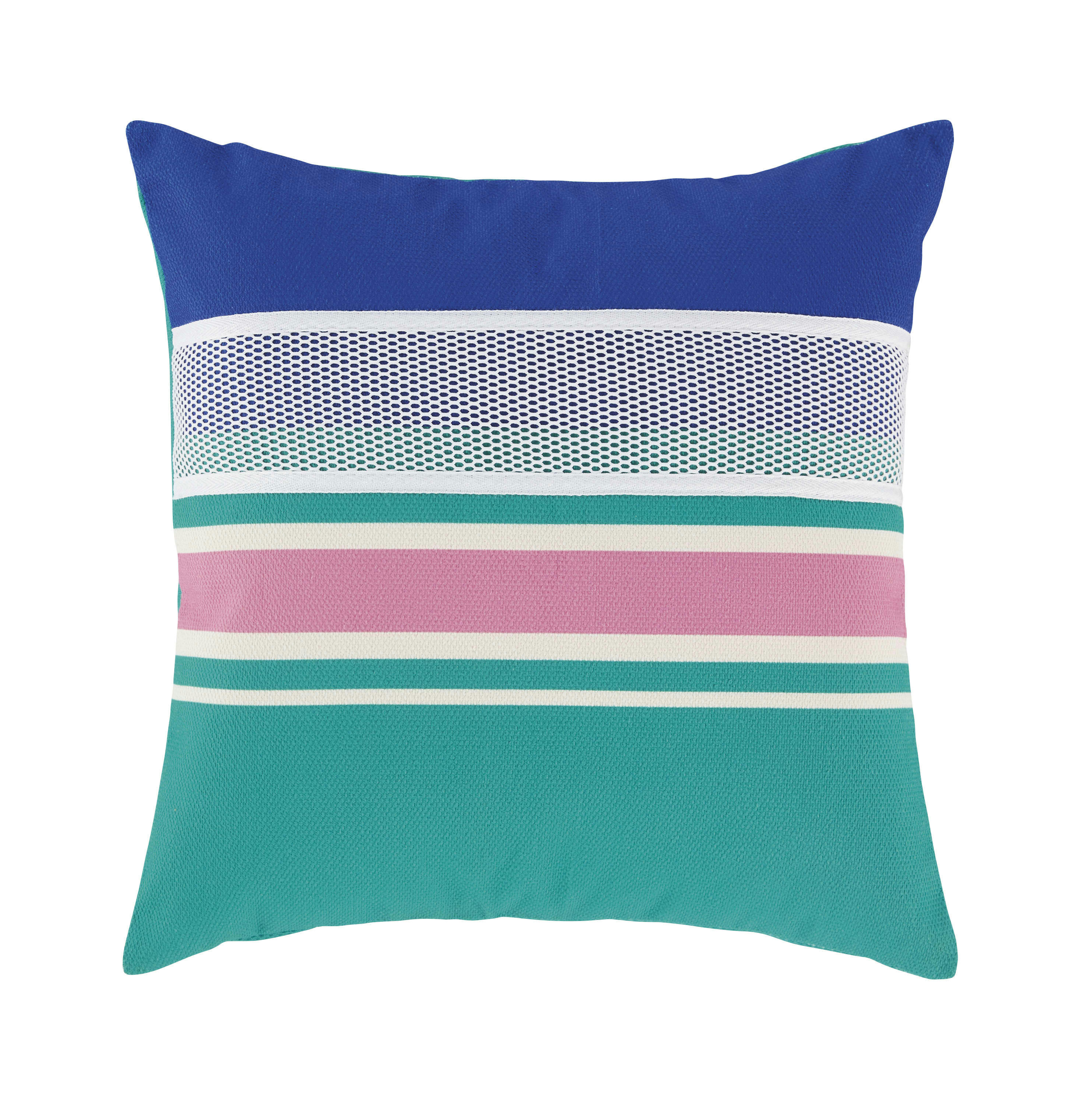 DAOUDA - Coussin d'extérieur imprimé motifs à rayures multicolores 43x43