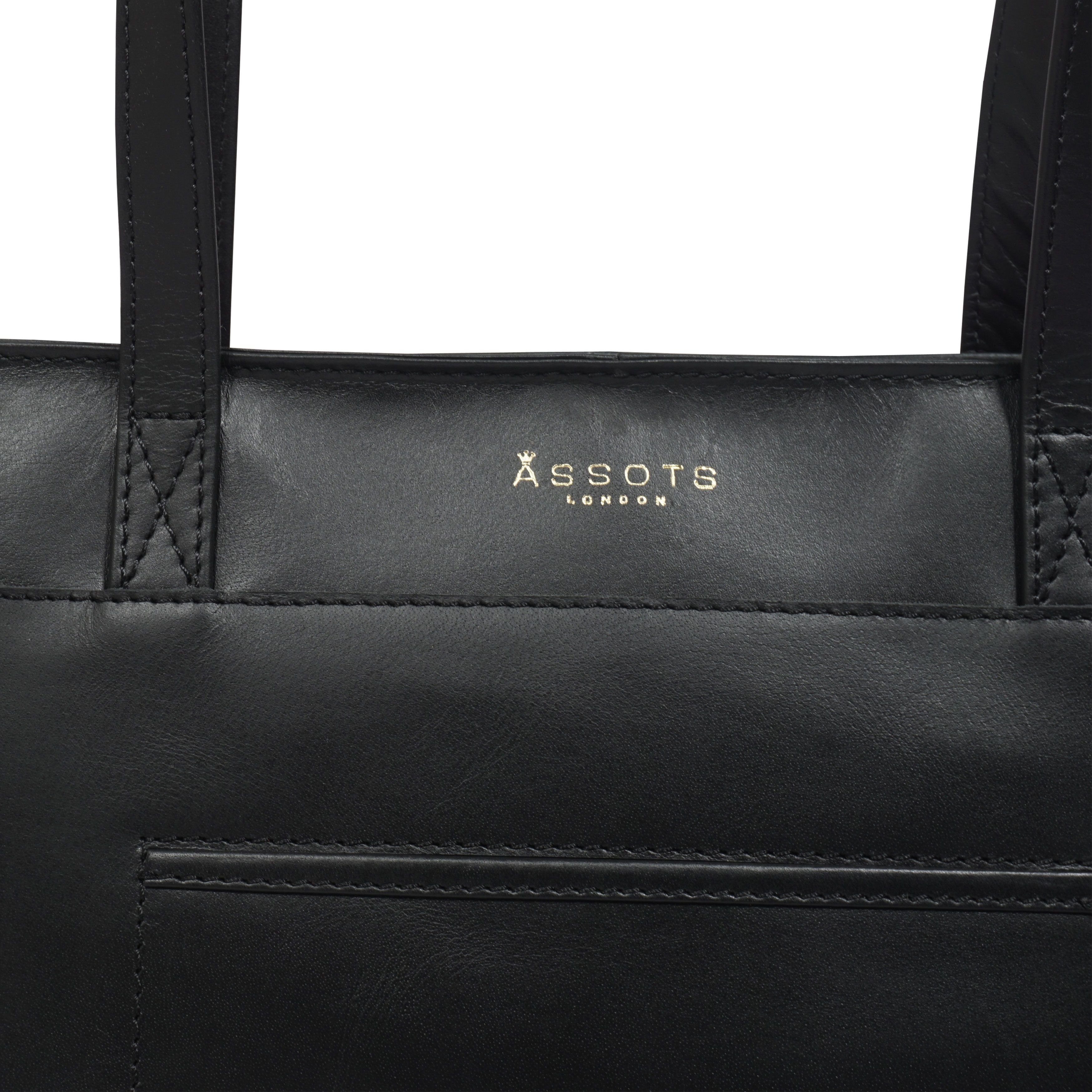 Assots London LINDA' Smooth Real Leather Unlined Tote Bag