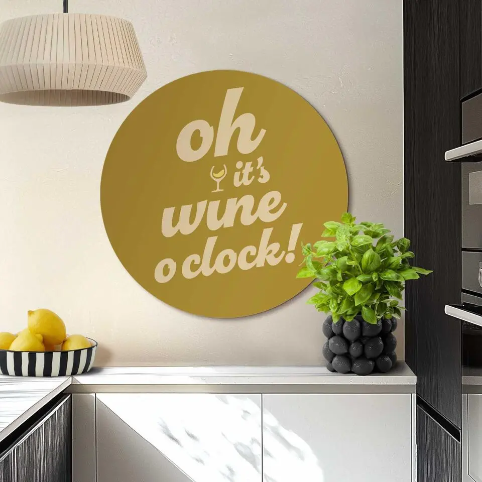 Glasschilderij Tijd voor wijn - &Oslash; 70 - Geel