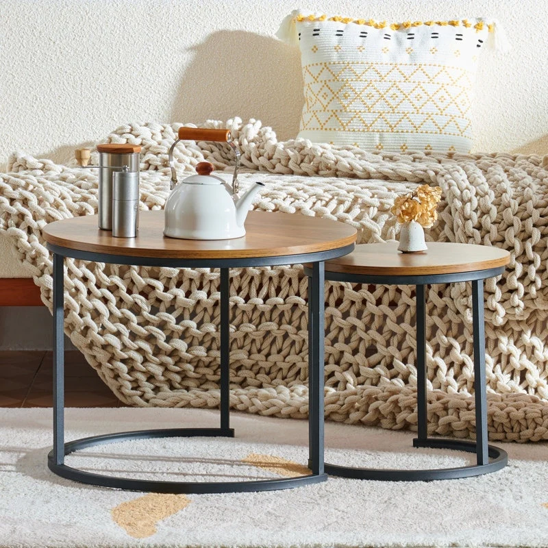 CO-Z 2 Piece Nesting Coffee Table Set 24-Inch and 16-Inch