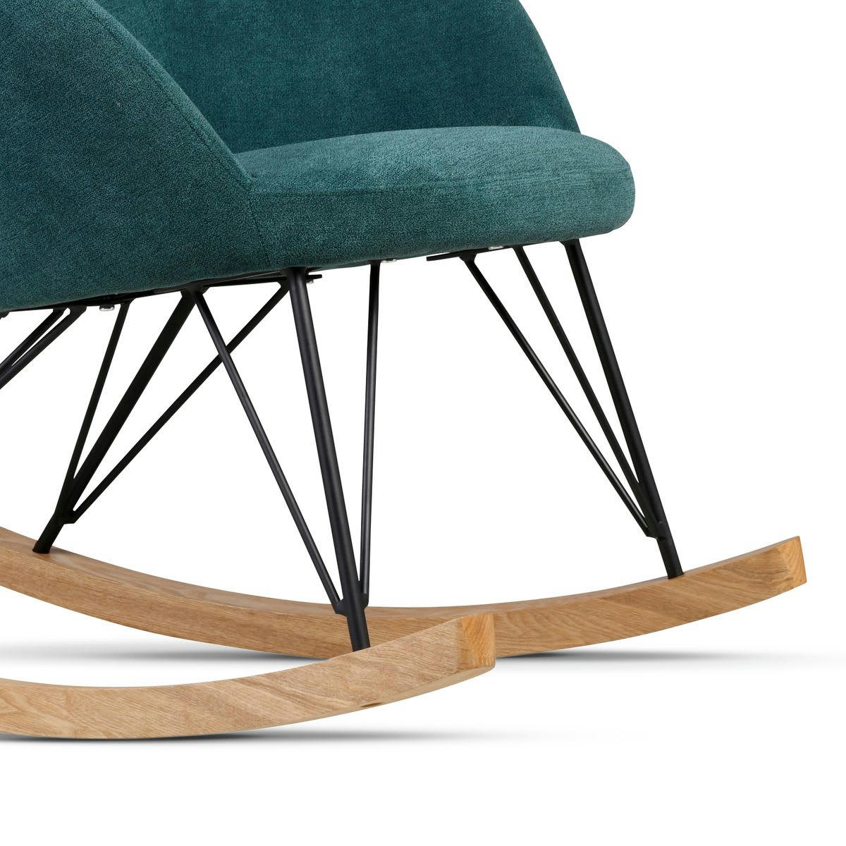 EVY - Rocking-chair scandinave tissu vert canard