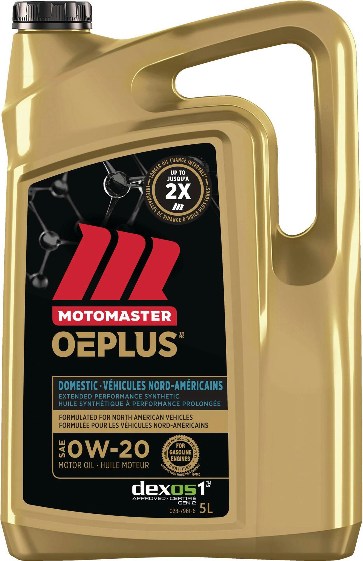 MotoMaster OEPLUS Domestic Premium 0W20 Synthetic Engine/Motor Oil, 5-L