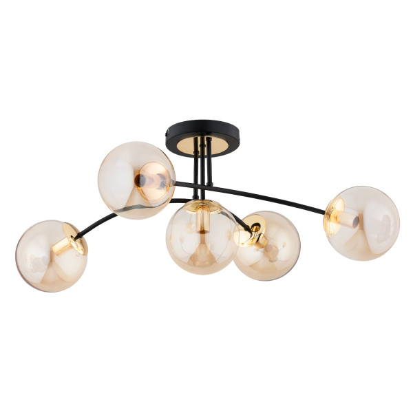 Lampa sufitowa czarno-złota-bursztynowy LATINA 5xE14x10W Alfa