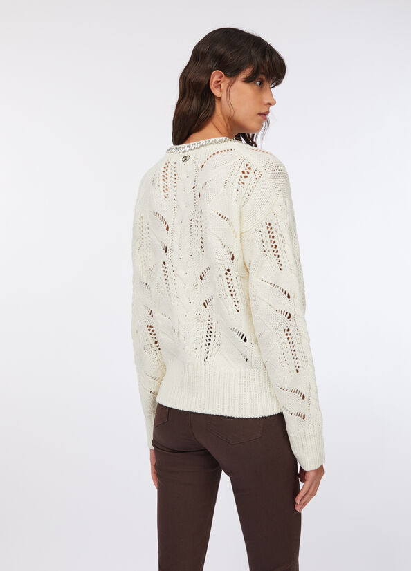 Maglia traforata con pietre gioiello