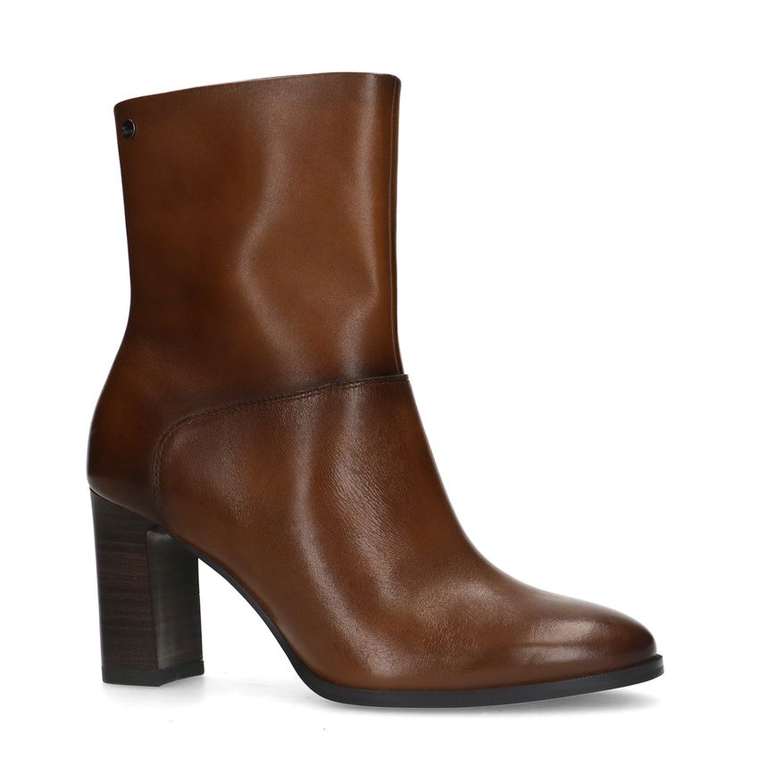 No Stress Bruine leren enkellaarsjes met hak