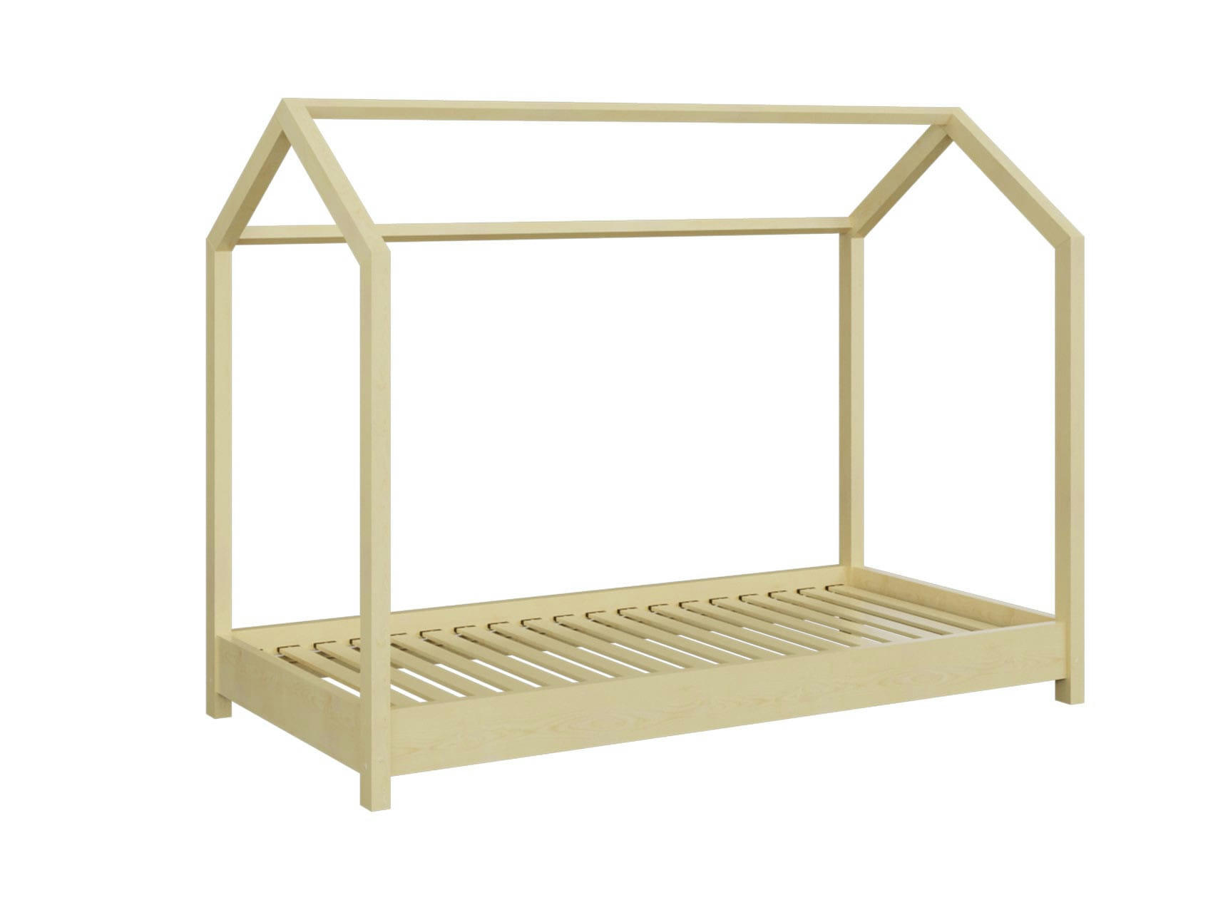 AXEL - Lit cabane 90x200 en pin massif Naturel