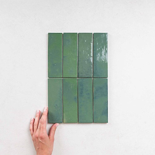 Carrelage intérieur Effet Zellige Vert Olive BEJMAT 5x15 Olive - Les Carreaux de Jean