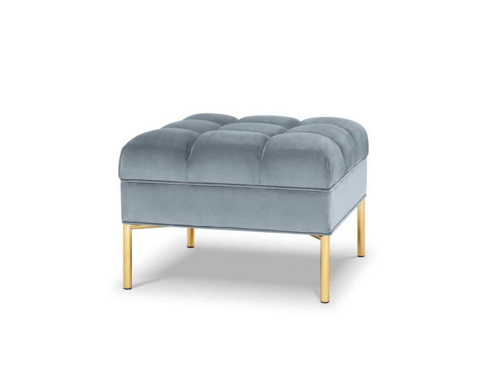 KAROO - Pouf velours bleu clair