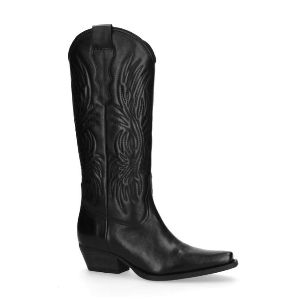 Zwarte leren cowboylaarzen