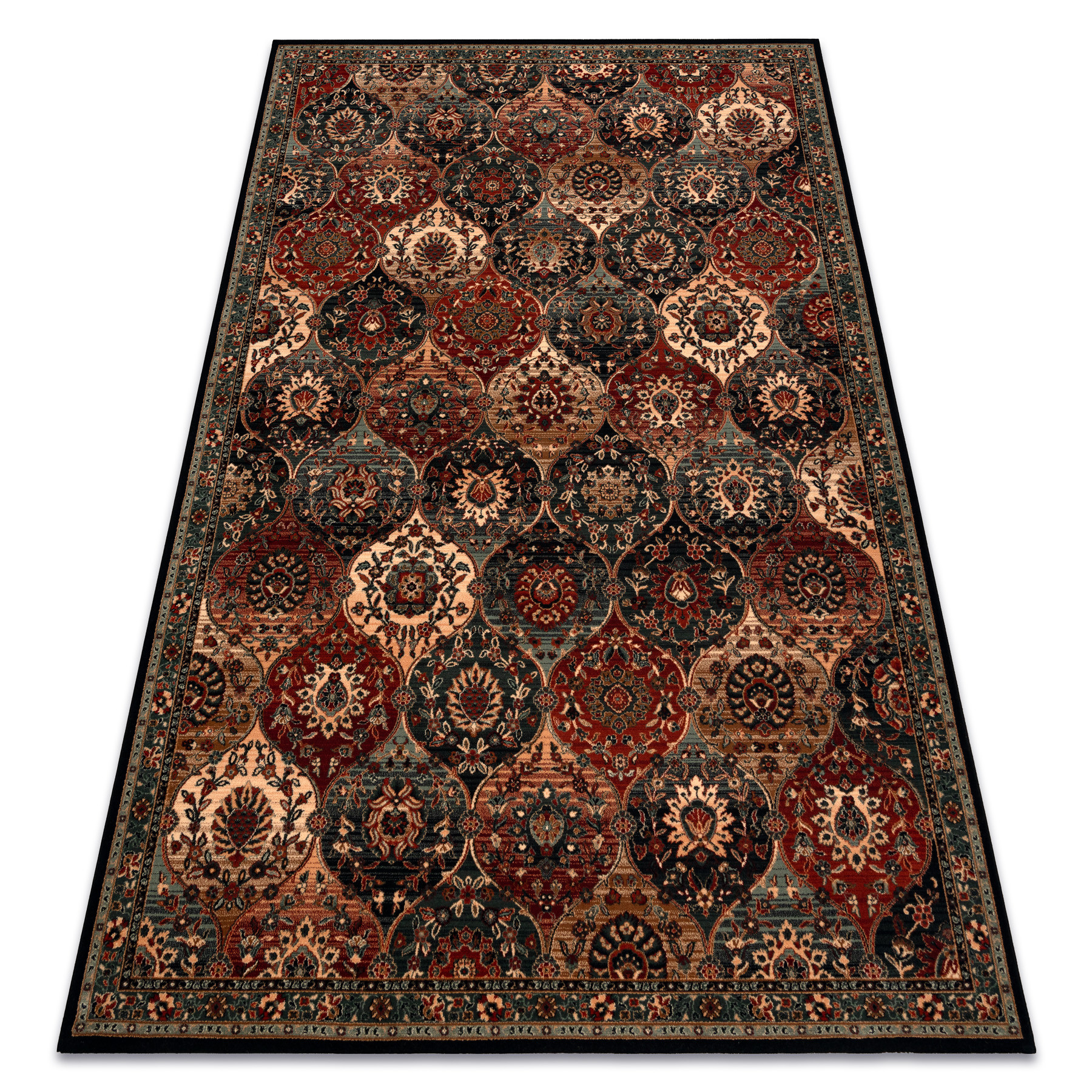 Dywan wełniany KASHQAI 4373 500 orientalny, koniczyna zielony 135x200 cm