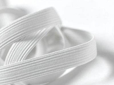 Polyester Braided Elastic, White- 6mm