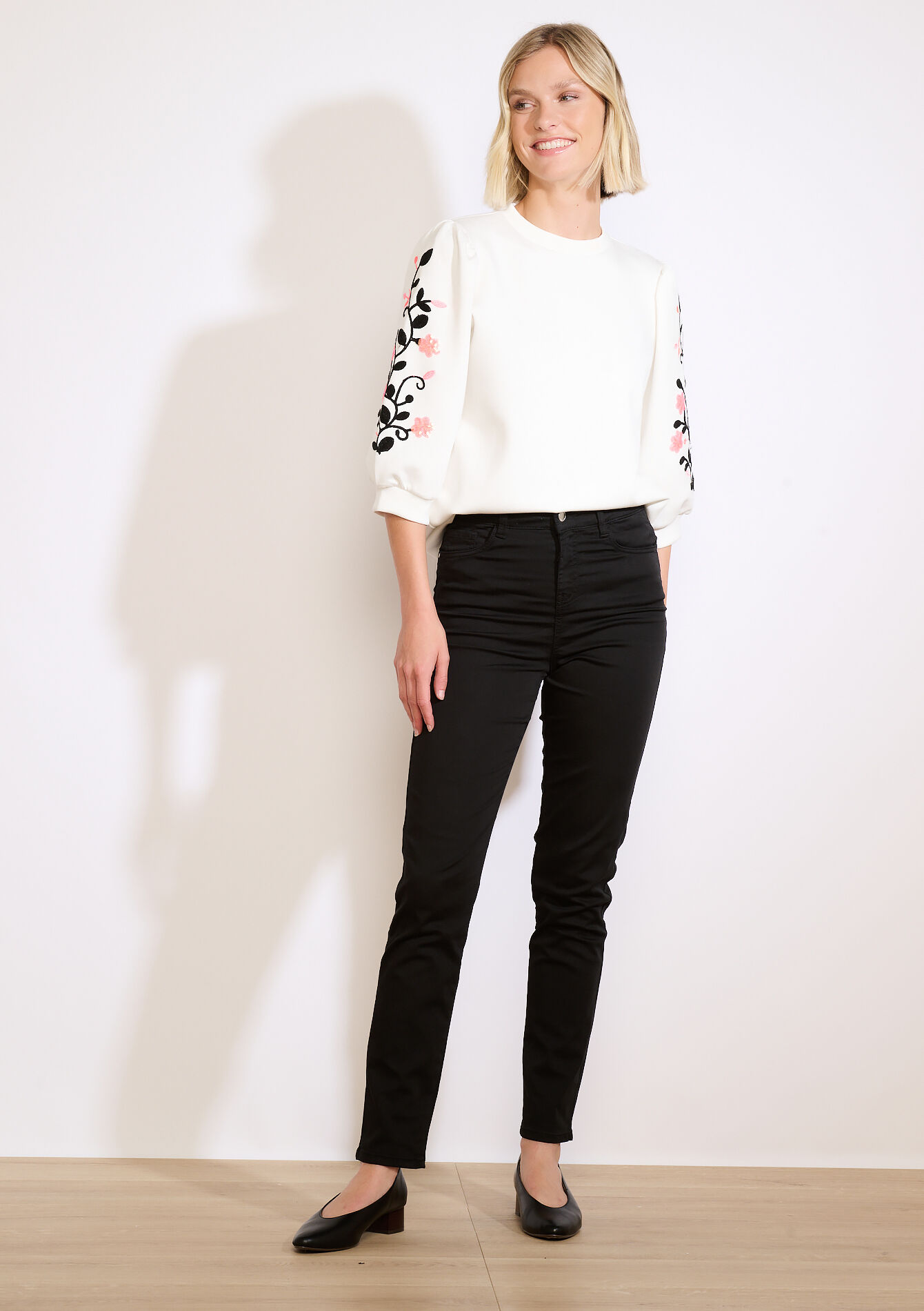 Slim fit broek met hoge taille