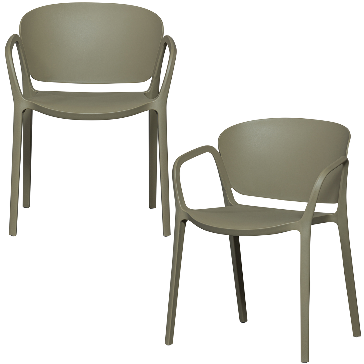 WOOOD tuinstoel Bent - Kunststof - Groen - 75x57x56 - Set van 2