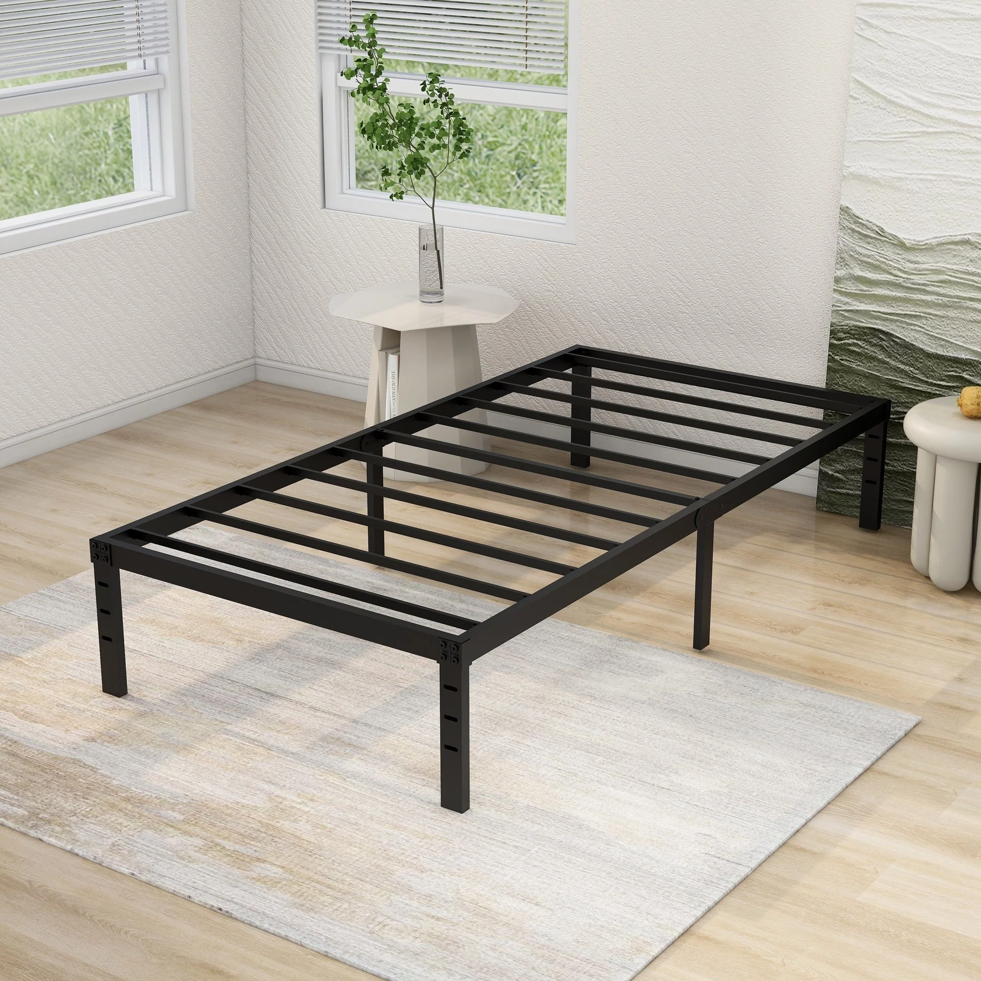 NNV 14 3500 lbs Heavy Duty Bed Frame, Duty Steel Slat Metal Bed Frame