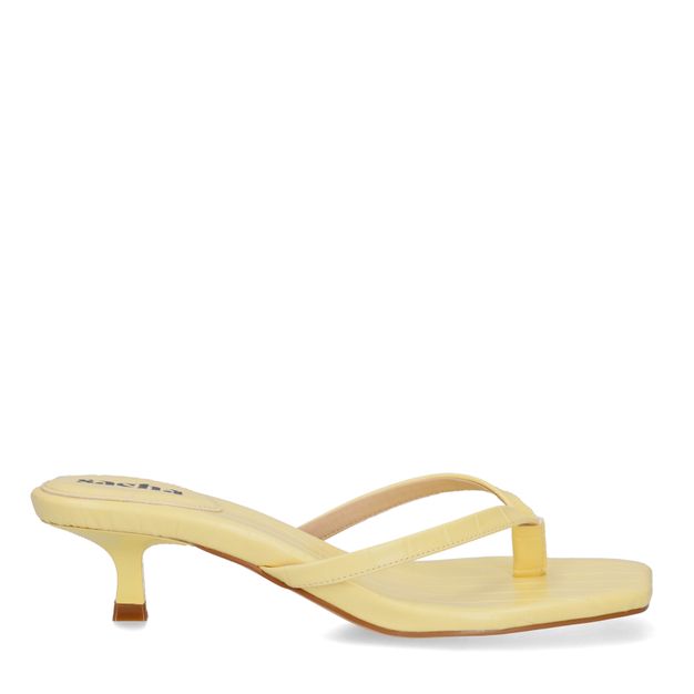 Gele croco slippers met hak