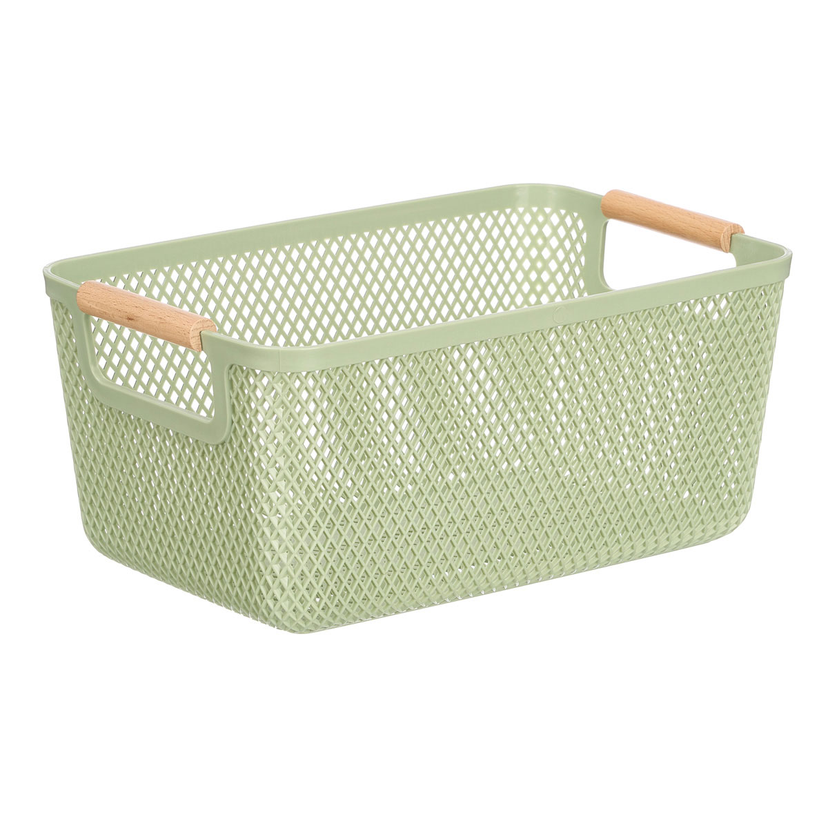 Cesto verde com pega em bambu 32x20,5cm