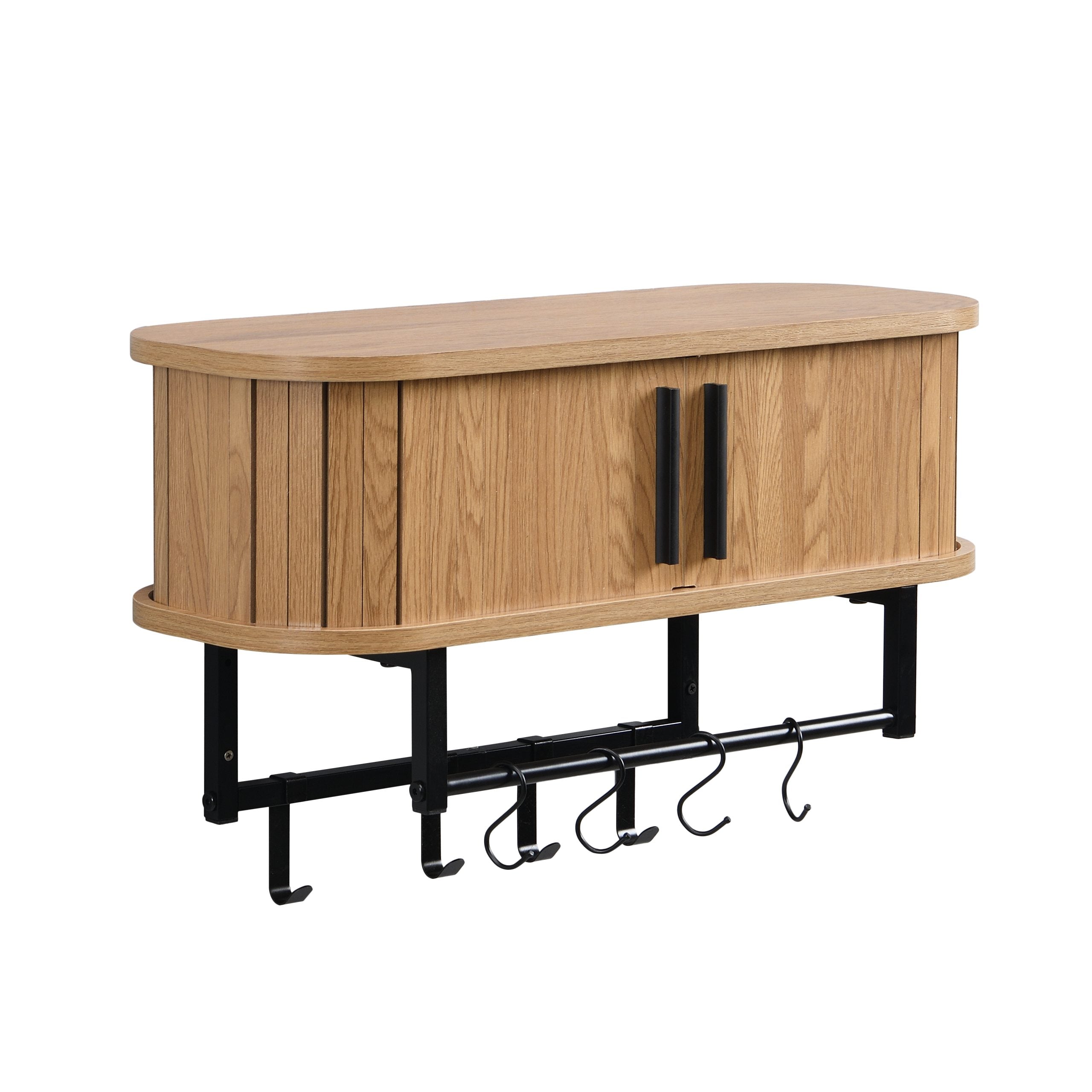 Furnilux Kapstok 60x24x32 cm - Smal - Wandkapstok Kiruna - 8 haken - Licht Eiken