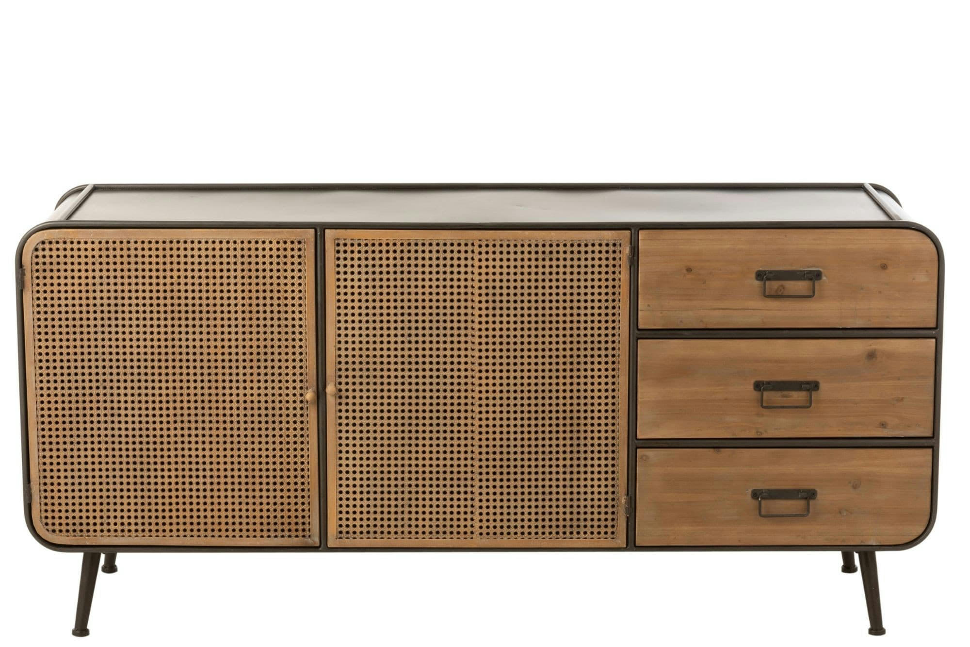 DETROIT - Buffet bas en métal avec 2 portes et 3 tiroirs L160