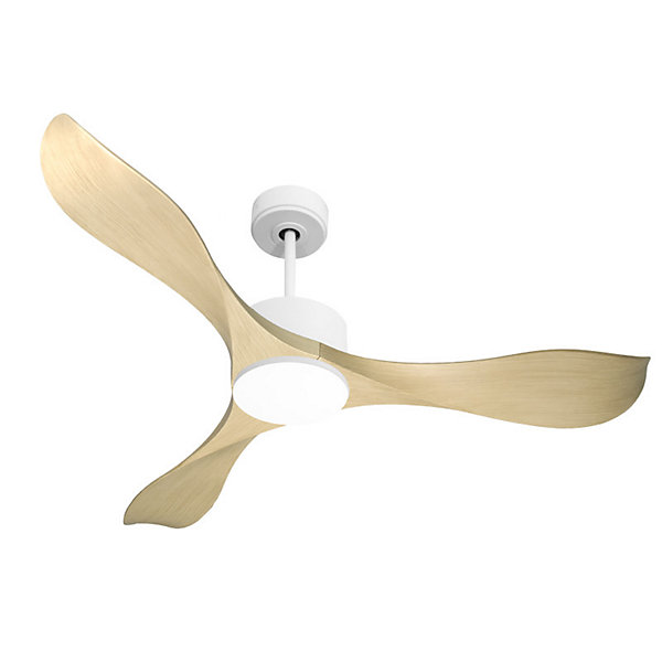 Modulo Regular Exterior - un ventilateur pour extérieur IP44, DC 132 cm Blanc pales abs marron clair sans Lumière20 à 30 m²