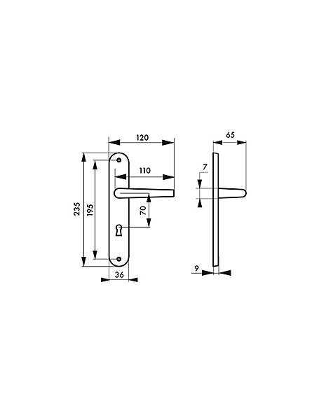 Ensemble de poignées pour porte intérieure Hebe trou de clé, carré 7mm, entr'axes 195mm, laqué blanc - THIRARD