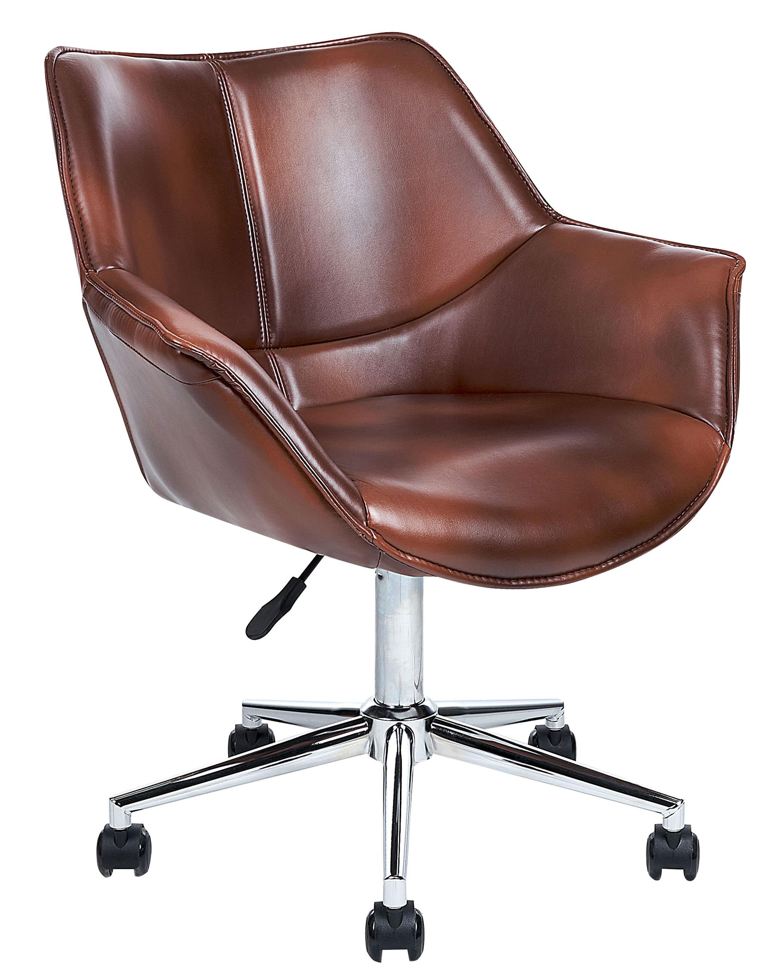 Desk Chair NEWDALE Faux Leather Dark Brown