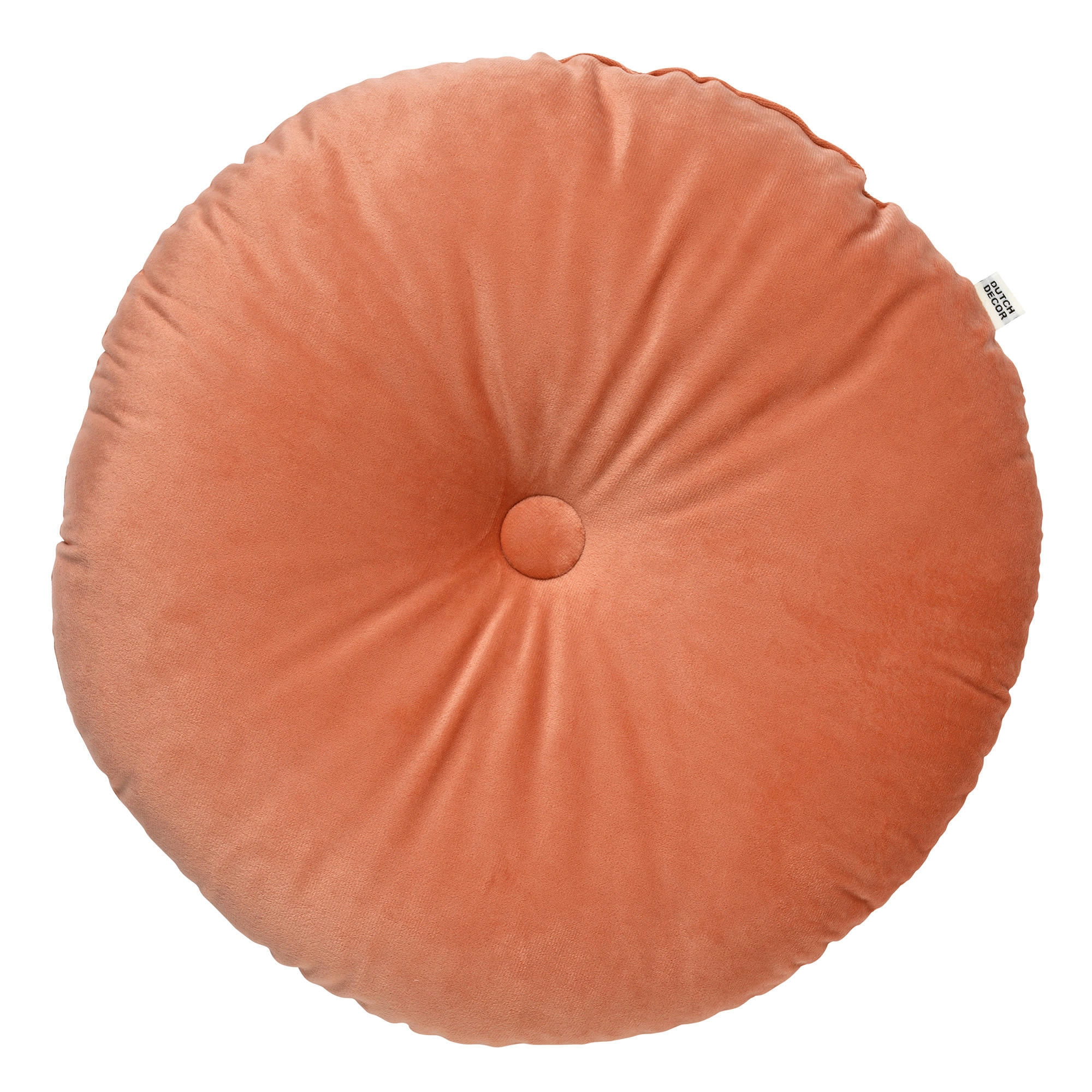 OLLY - Coussin rond rose en velours 40 cm uni