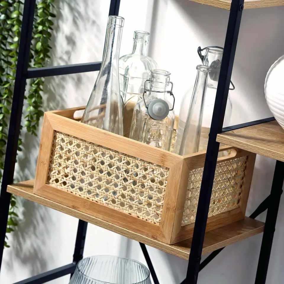 CALICOSY - Middelgrote bamboe- en rotanbox - Bruin - 25x30x15 cm