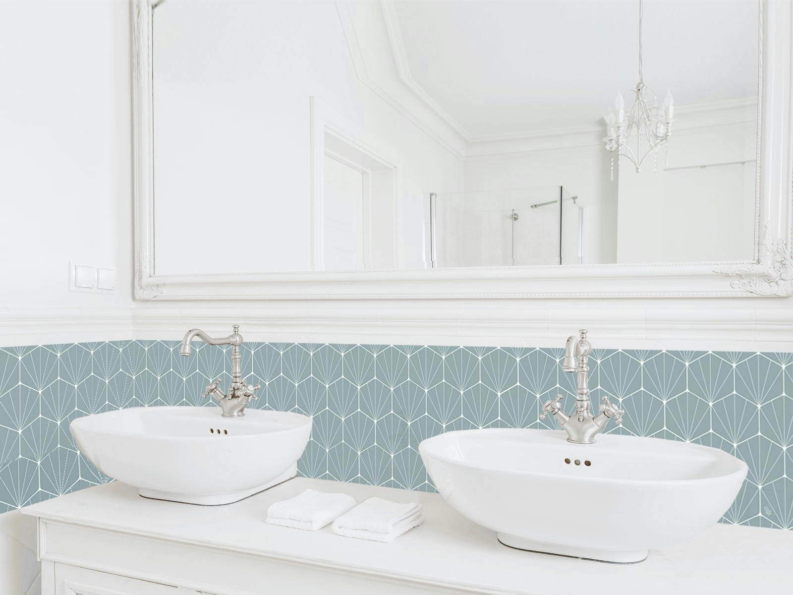 CONSTELLATION - Crédence adhésive vert grisé 400x40cm