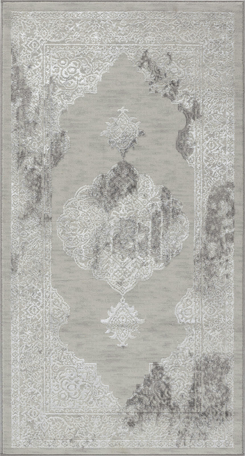 AZRA - Tapis de Couloir Vintage Oriental Blanc/Gris 80x150