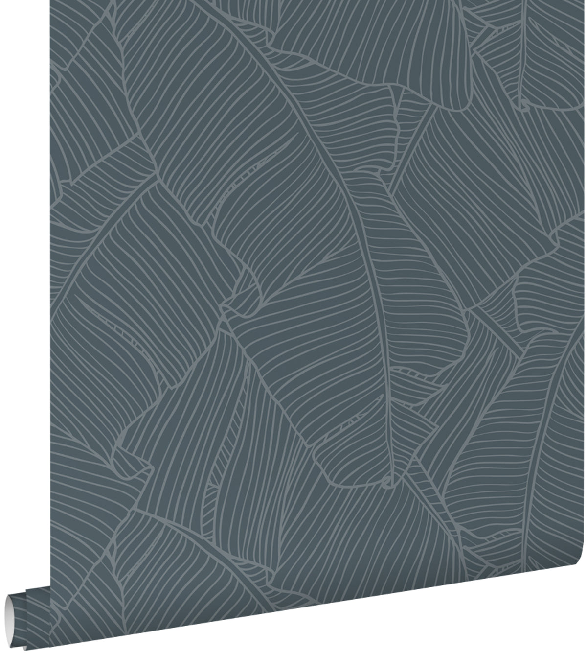 ESTAhome behang bladeren blauw grijs - 50 x 900 cm - 130936