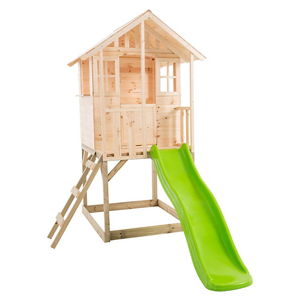 Maisonnette sur pilotis balcon et glissière BASILIC en bois