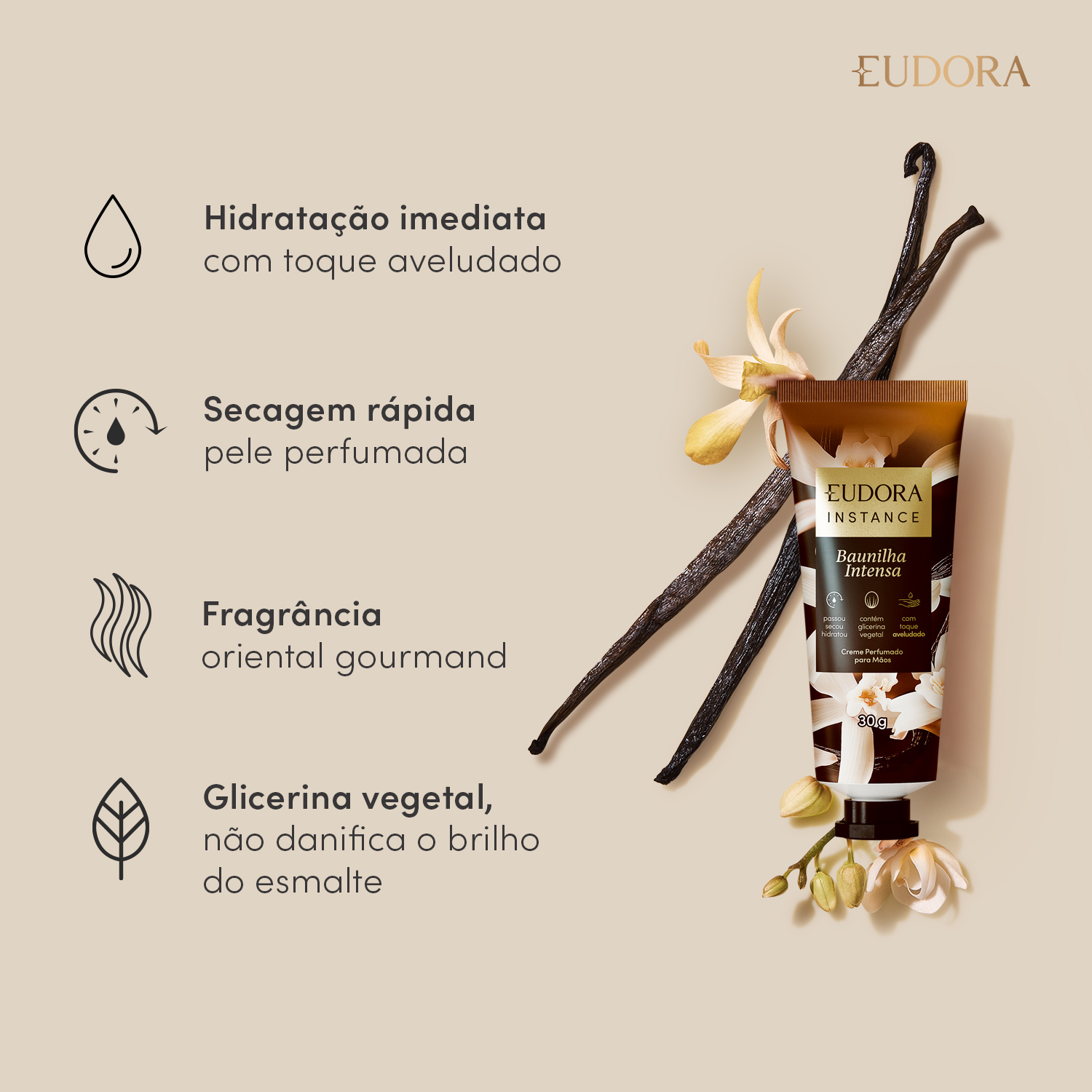 Creme Perfumado Para Mãos Instance Baunilha Nuit 30g