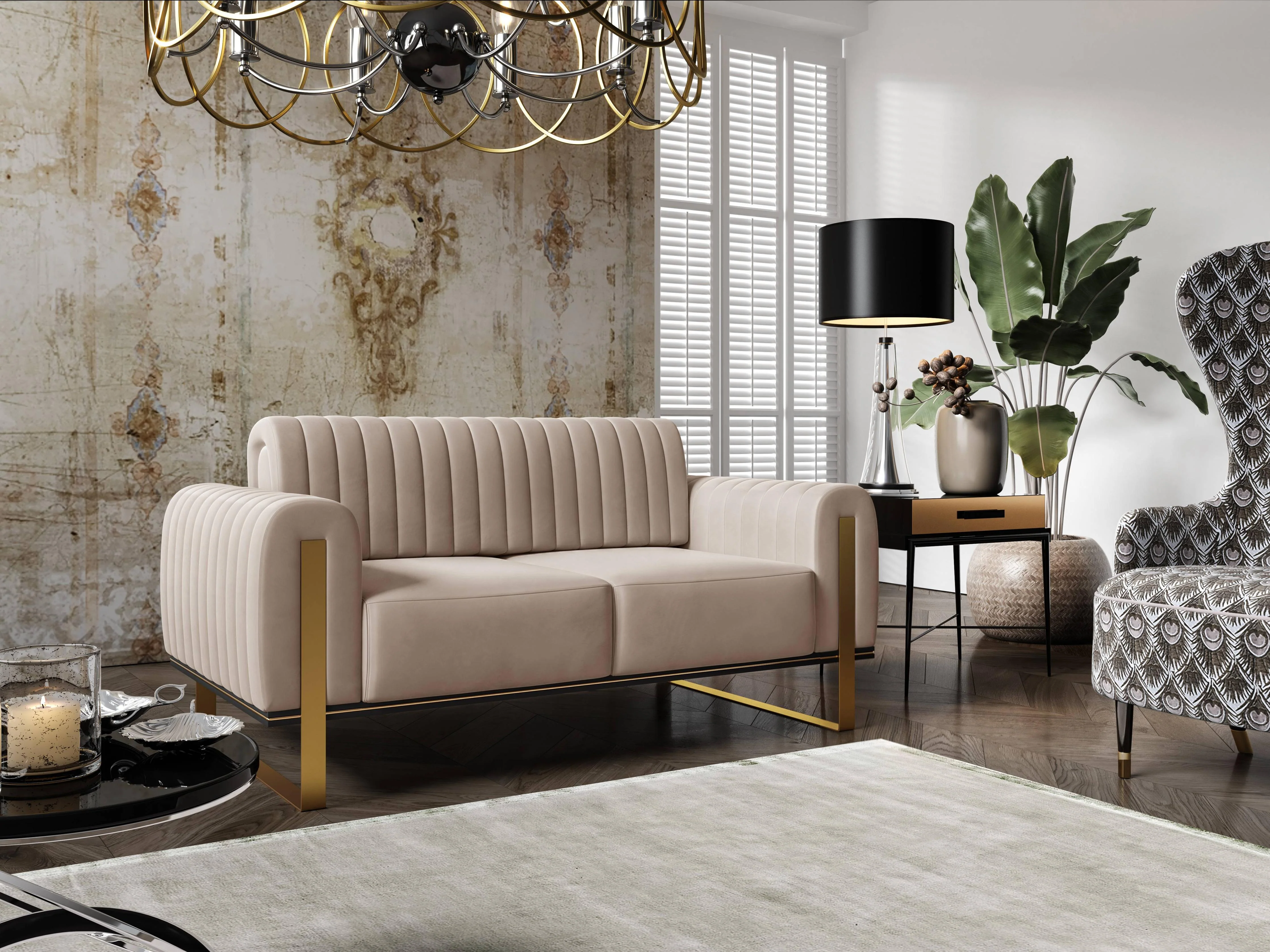 2-zitsbank Nouveau velvet