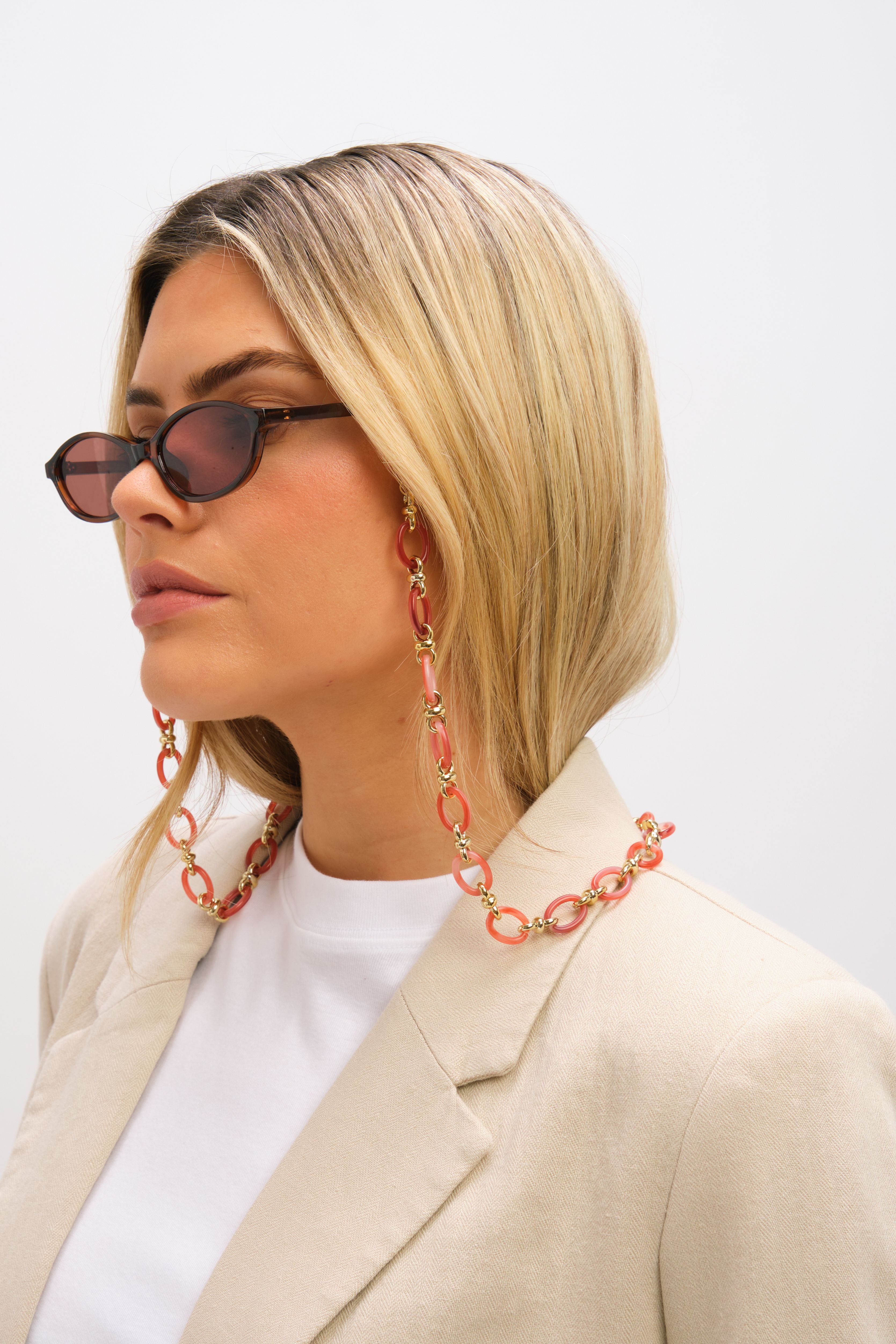 Mood Gold Plated and Coral Resin Sunglasses Chain