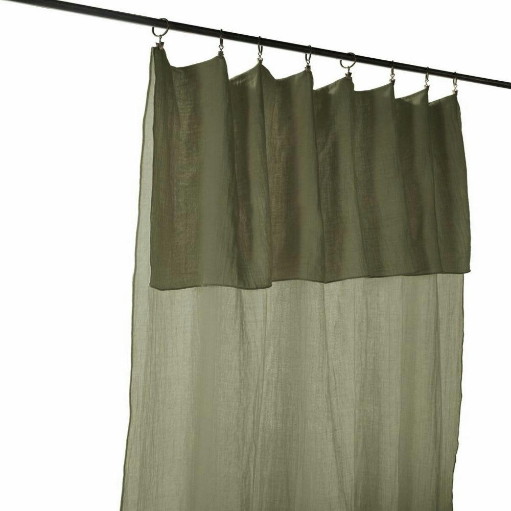 - Rideau ajustable gaze de coton vert 140x300 cm