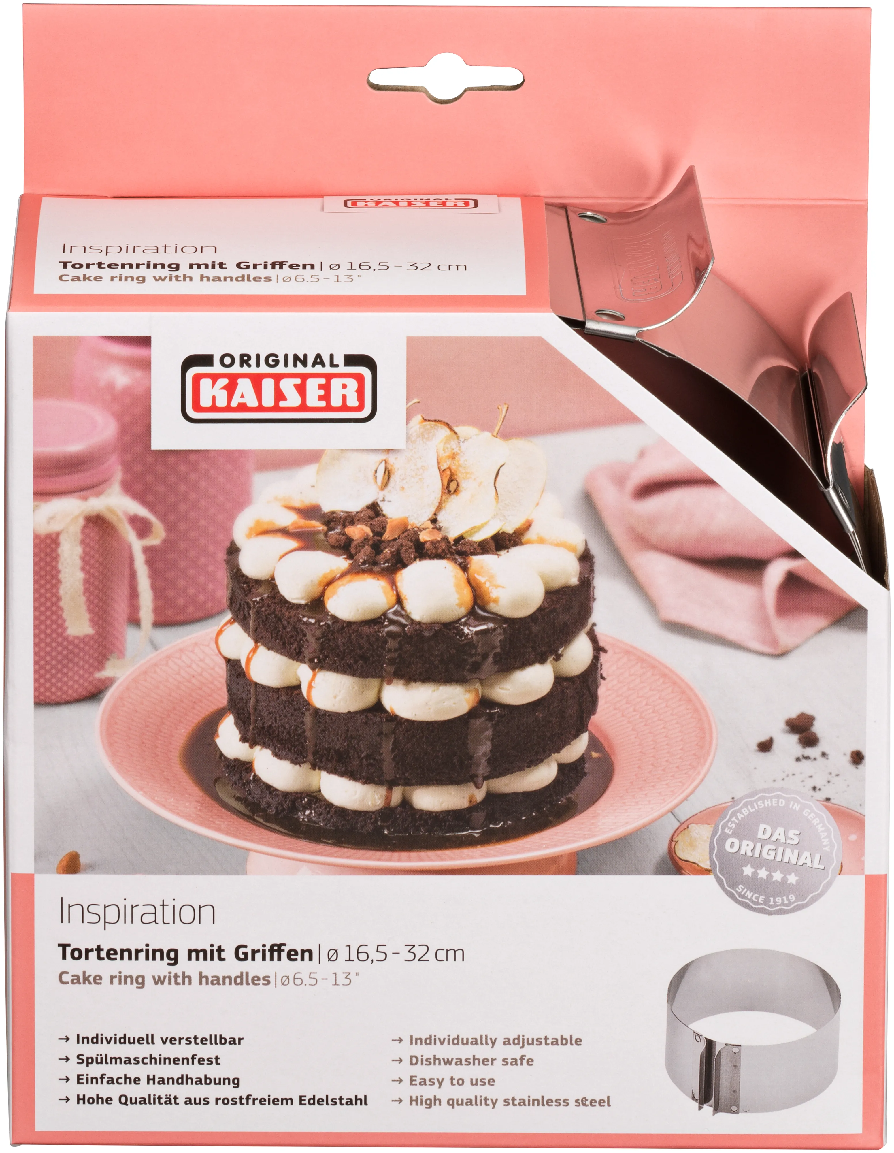 Inspiration Cake ring with handles, 16.5 - 32 x 9 cm