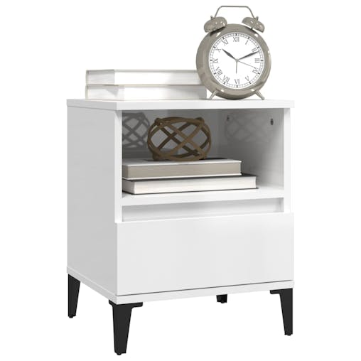 NNEVL Bedside Cabinets 2 pcs High Gloss White 40x35x50 cm