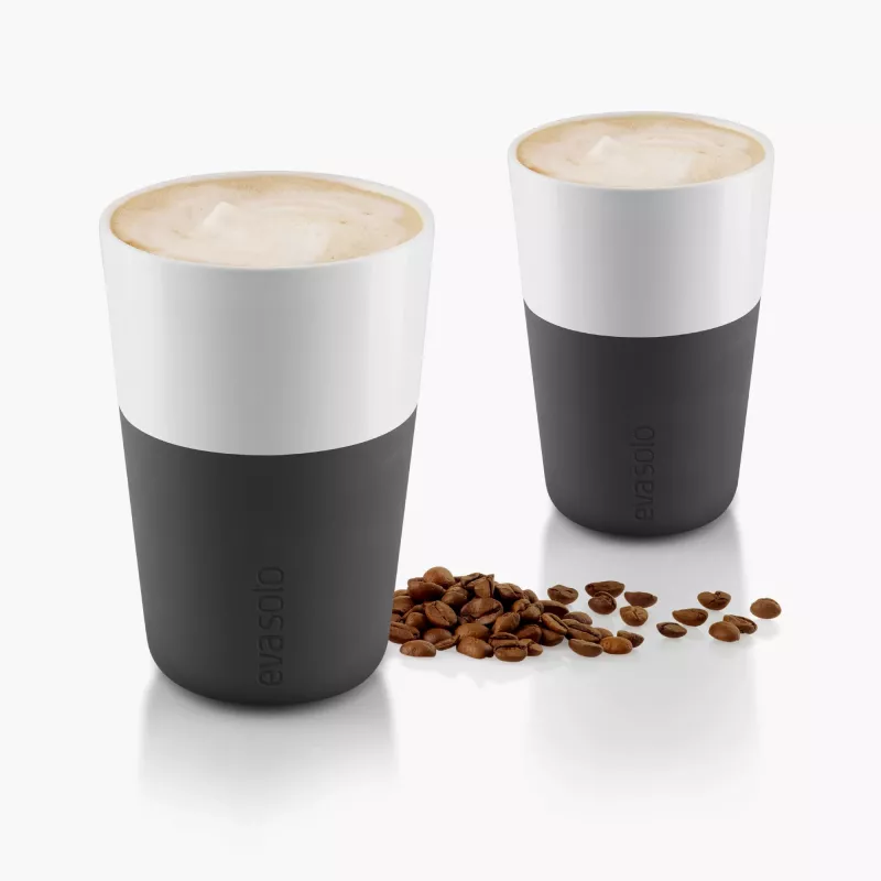 Zestaw 2 filiżanek do latte EVASOLO 360ml Carbon Black