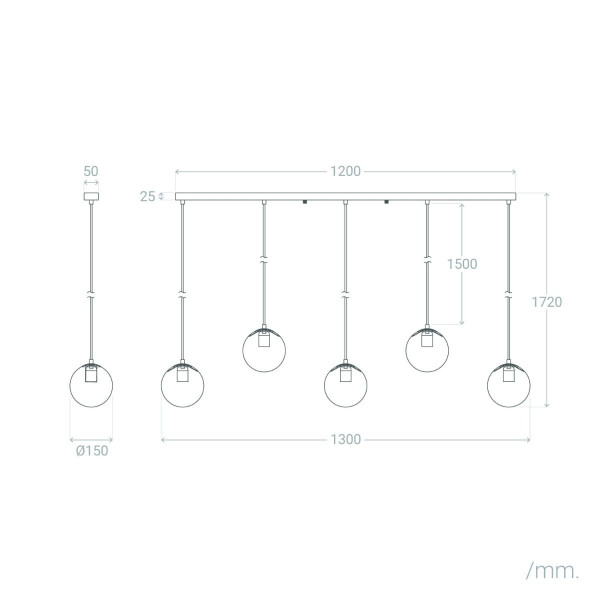 Lampa wisząca złoto-biała Dante 5xE27x20W wym: 172x130x15 cm Abruzzo