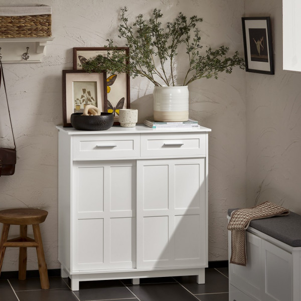 SoBuy Komed z jedną szufladą Biały 80x40x85cm Nowoczesny FSB84-W