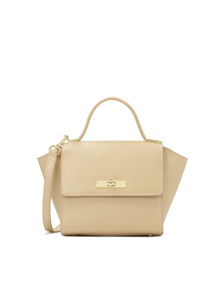 Beige handbag with extended sides