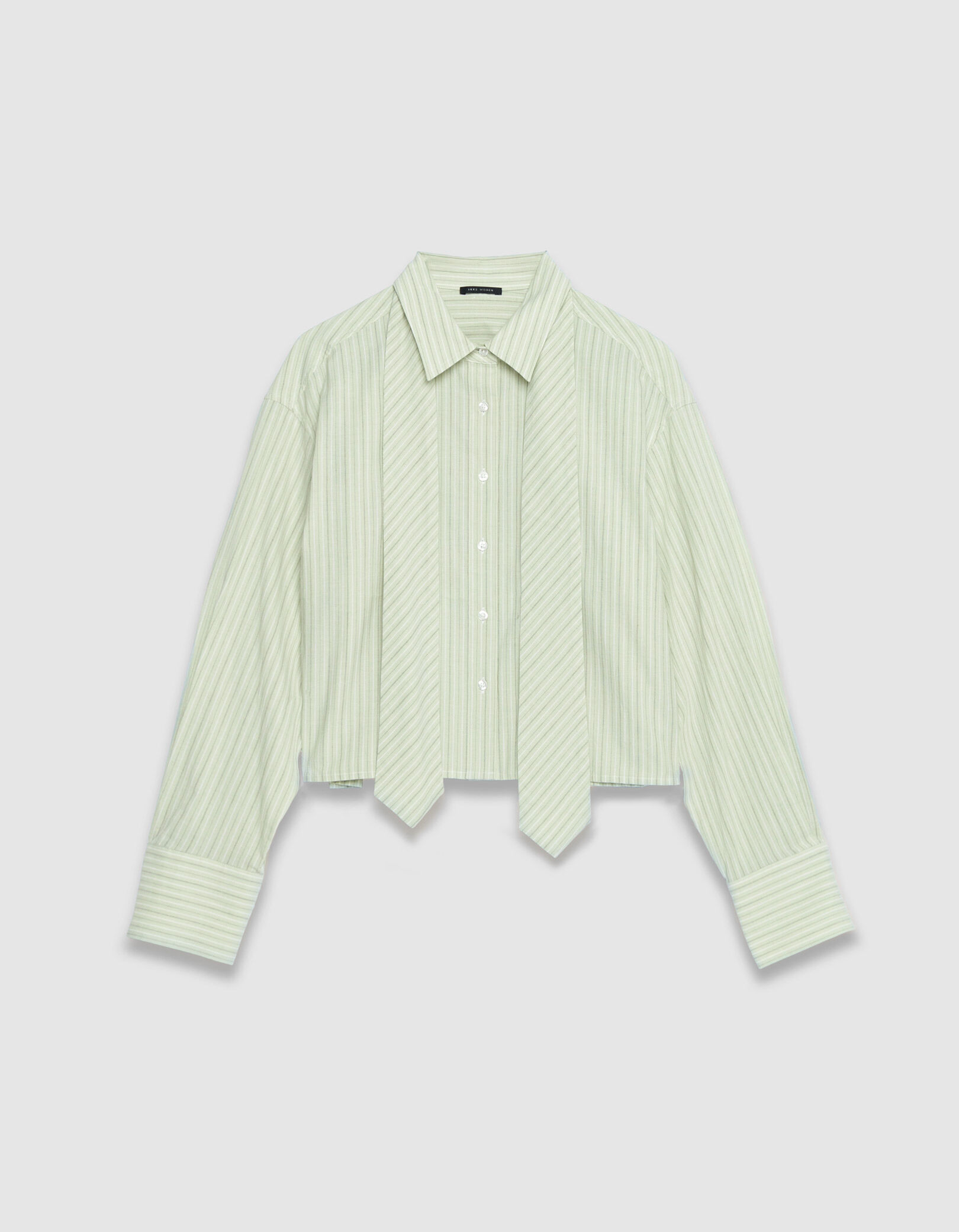 Chemise verte à rayures avec cravate Femme