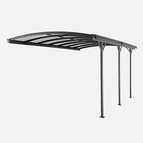 Extension de carport de 15m² en aluminium anthracite et polycarbonate - Extension Le Mans 5x3m - abri de voiture