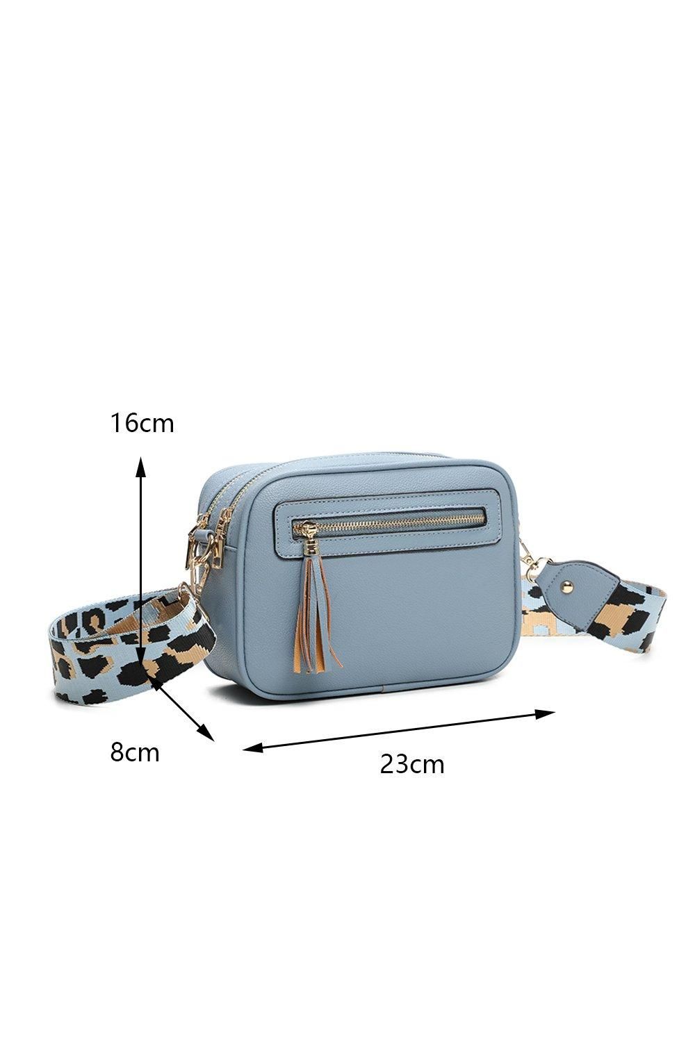 Fontanella Fashion Tassel Zip Crossbody Bag with Canvas Strap